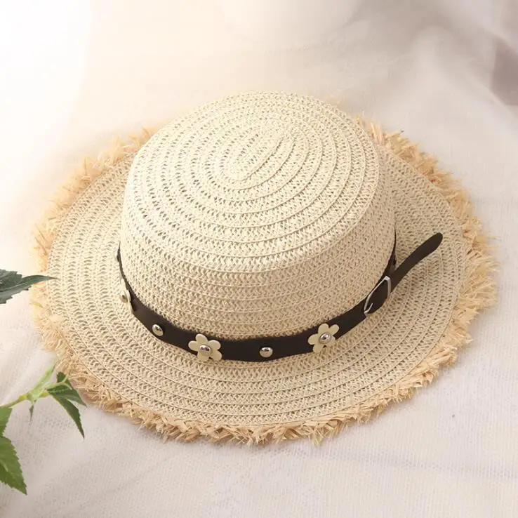 2018 горячие милые детские шляпы летние с жемчужным поясом шляпа от солнца для