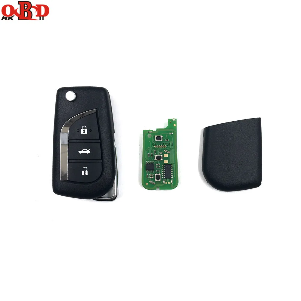 HKOBDII 10 шт./лот английская версия Xhorse VVDI2 Универсальный провод дистанционного ключа автомобиля 3 кнопки для Toyota VVDI ключ инструмент XKTO00EN
