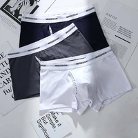 new fashion cotton man underwear stripe breathable solid simple style mens boxers middle waist u pouch young male underpants
