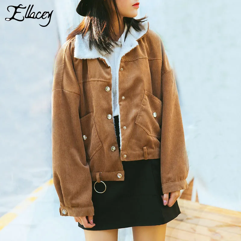 Женская Вельветовая куртка Ellacey свободная на весну-осень 2019 | одежда