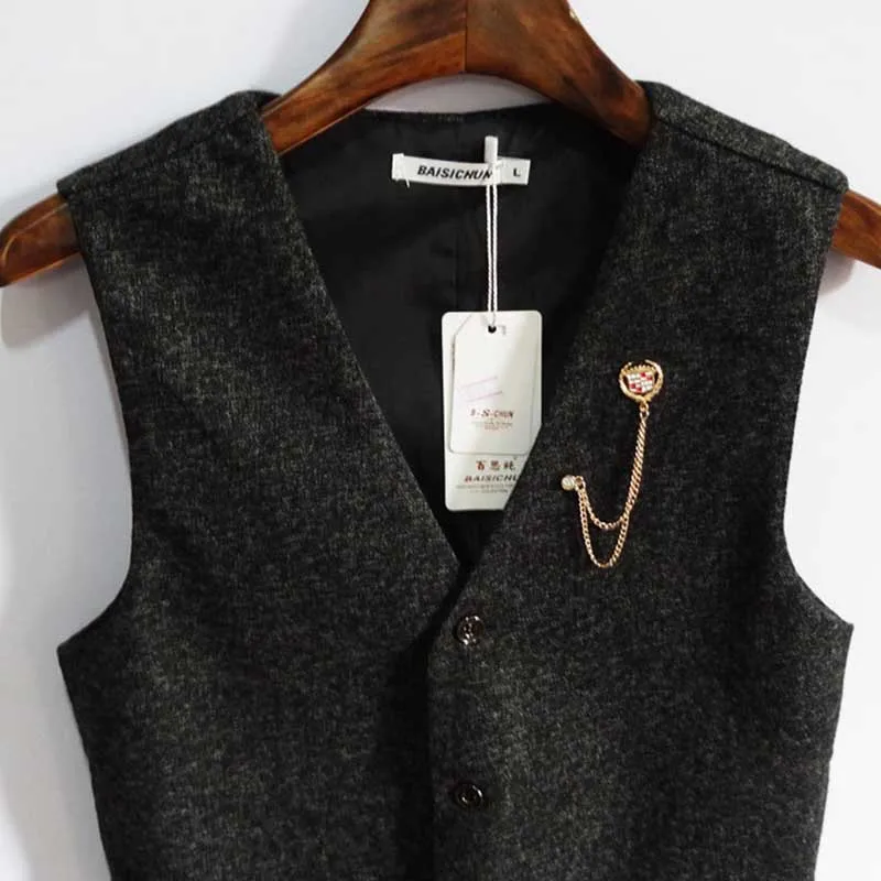 Мужской повседневный жилет в британском ретро стиле однотонный деловой