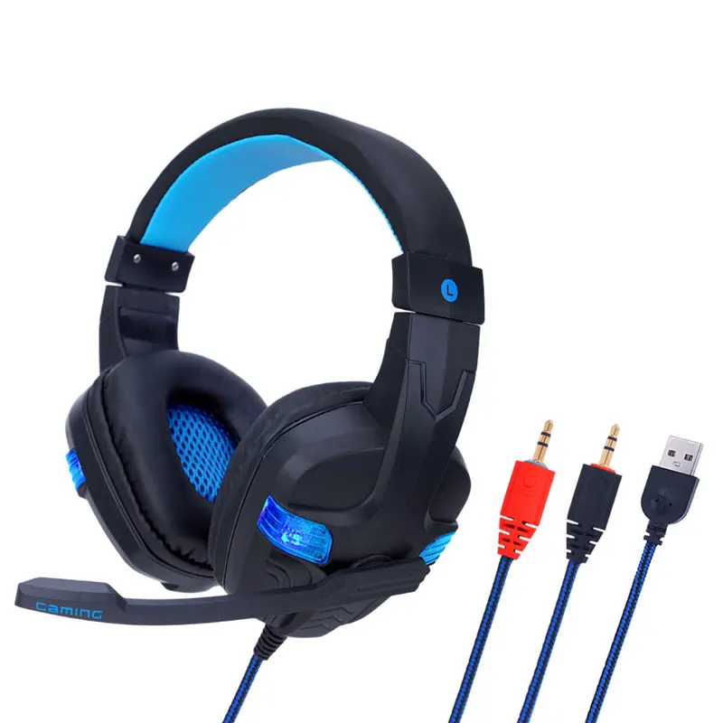 Plextone Новый Gaming Headset P90 Super Bass игры наушников светодиодный свет с микрофоном для