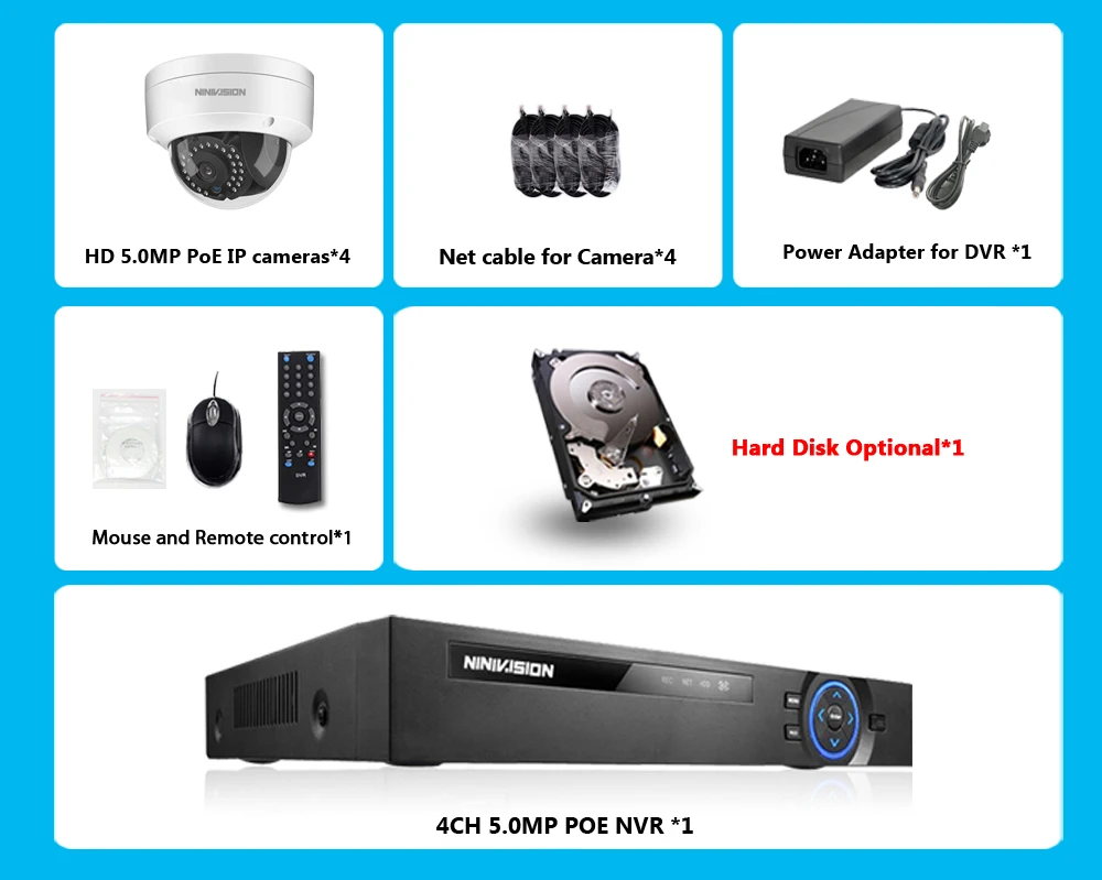 H.265 4CH 5MP 8CH 4.0MP POE NVR комплект системы видеонаблюдения 5MP ИК Купол Открытый POE IP камера P2P видео набор для наблюдения 2 ТБ HDD