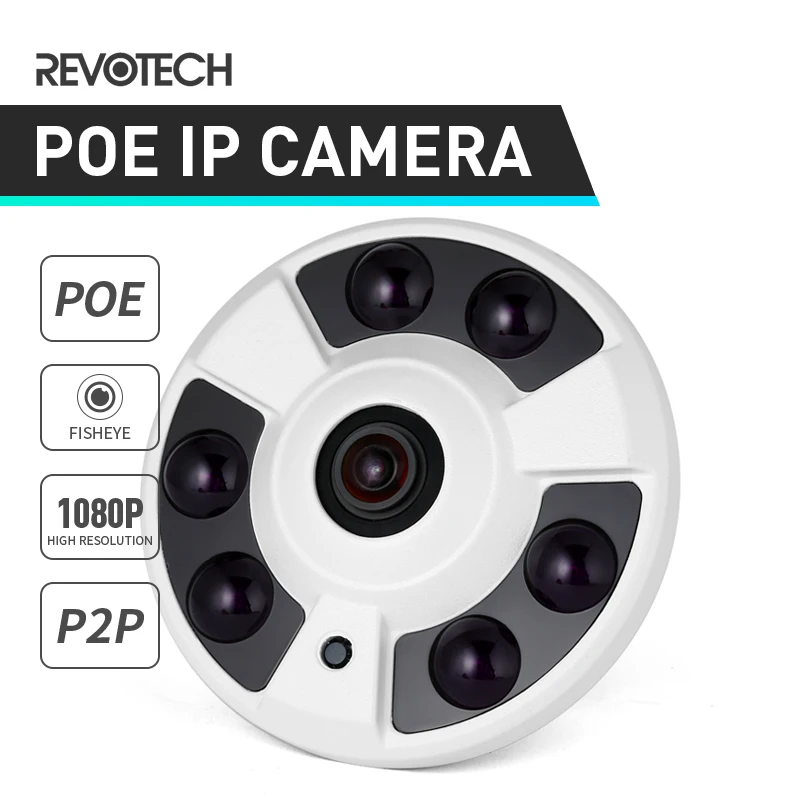 Камера видеонаблюдения POE FHD 1920x1080P 2 Мп 6 светодиодов ИК панорамная IP камера рыбий