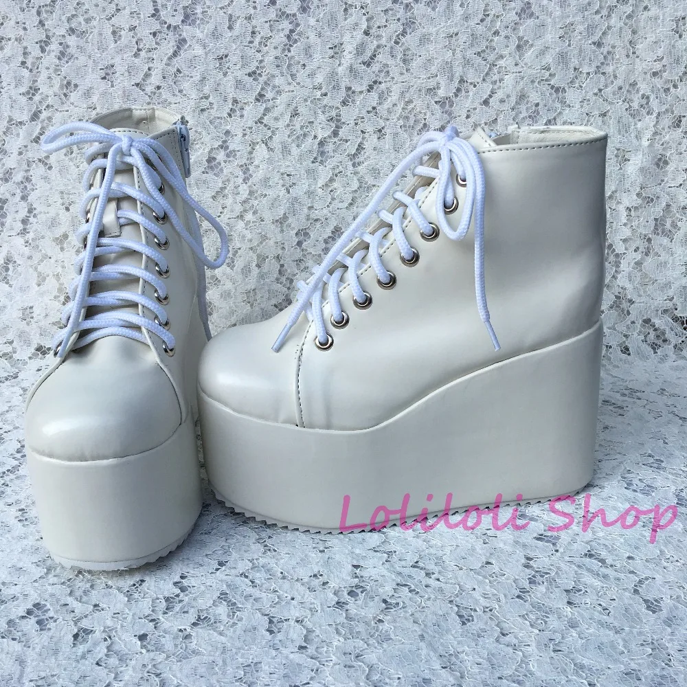 

Punk shoes Big shoes / special custom shoes The thick white bottom light high lacing shoes custom 1381s-1 platform