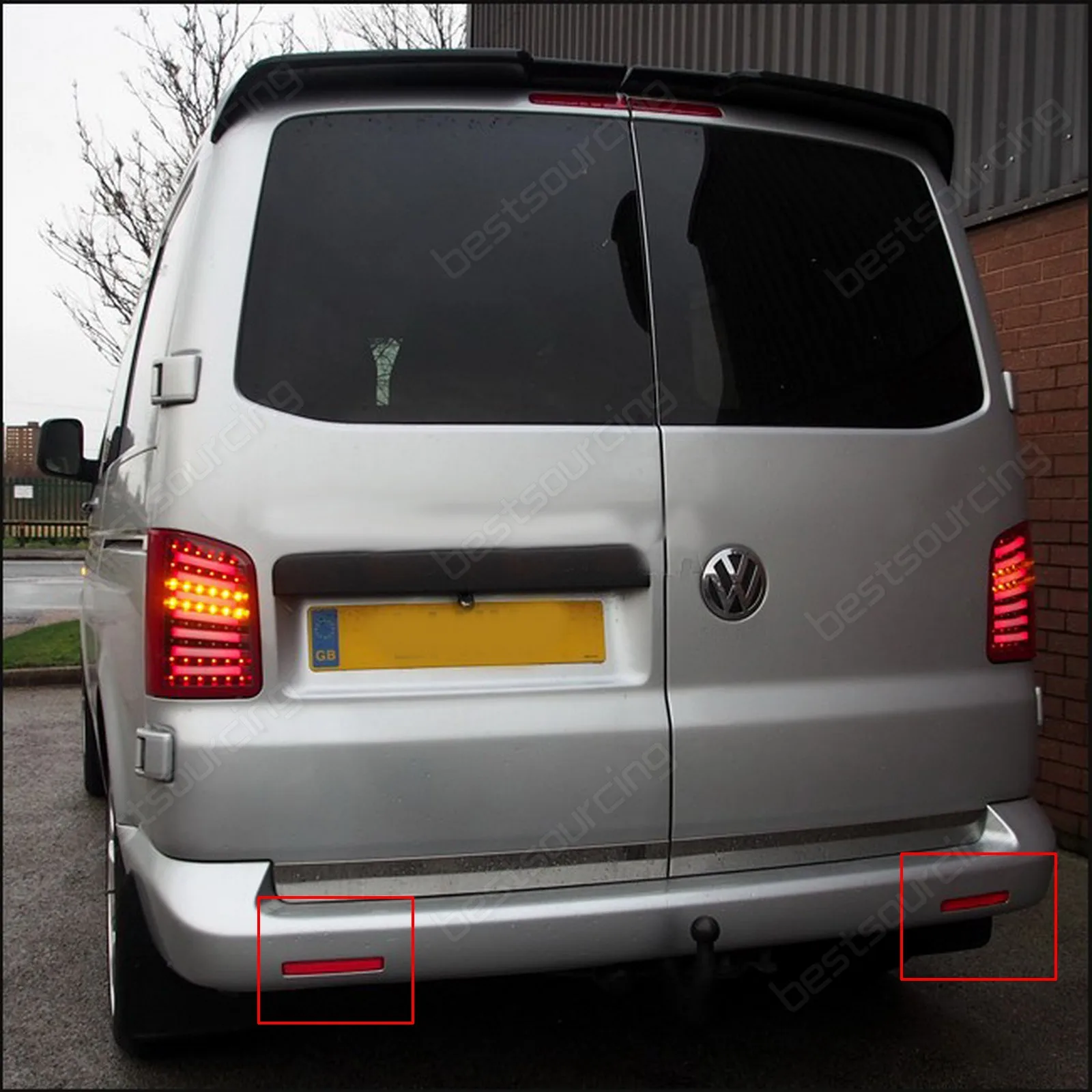 Отражатель заднего бампера ANGRONG OEM Red Lens L + R для VW Transporter T5 2003 11|Сигнальная лампа| |