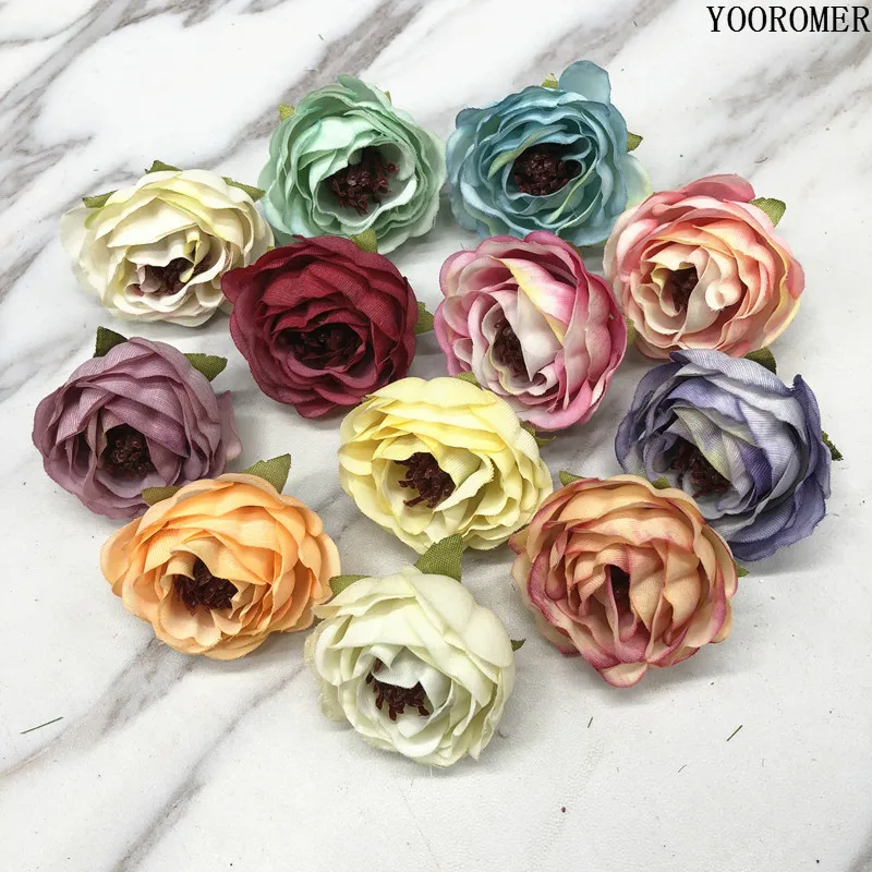 YOOROMER 5 шт. 3 см цветок розы на голове шелковые искусственные цветы для свадебного
