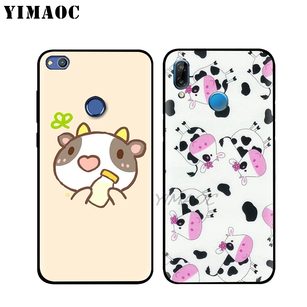 YIMAOC Cute Cow Funny Soft Case for Huawei Honor Mate 20 9X Note 10 Pro 8X 8 6A 7A 7X 7C Y9 Y7 Y6 Prime 2018 2017 View |