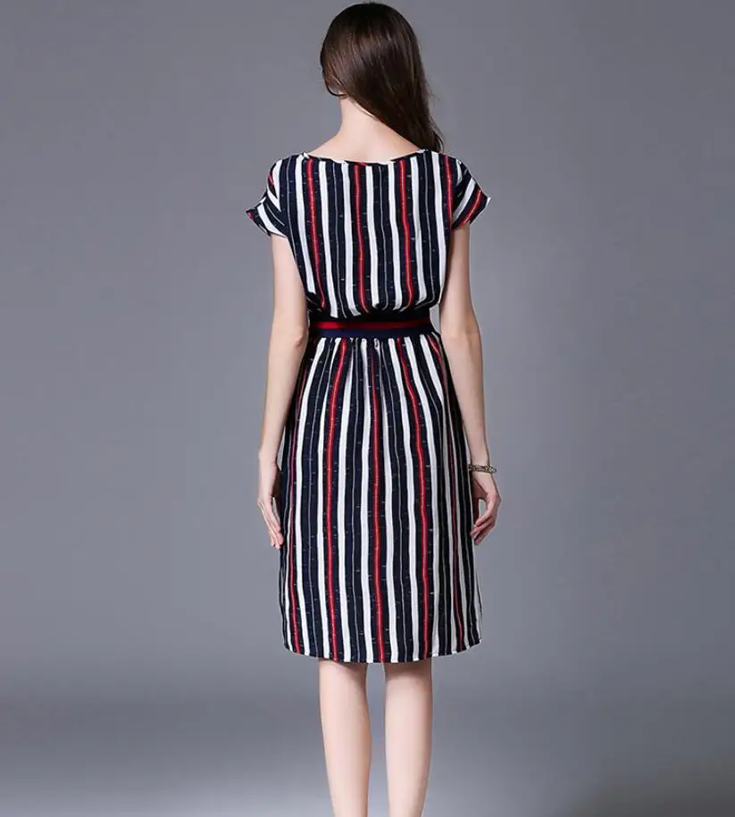 Длинное летнее платье в полоску vestidos mujer офисное украинском стиле Longue Femme
