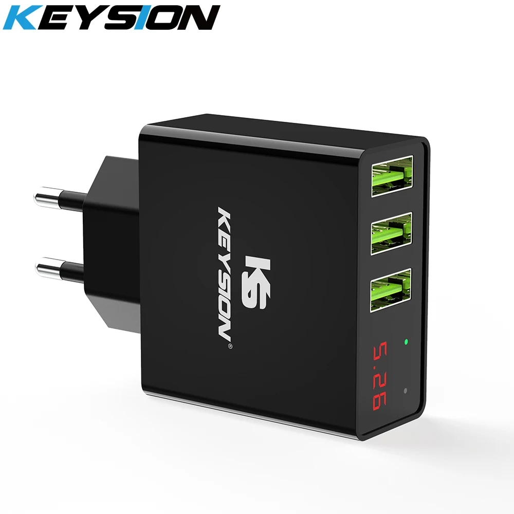 Фото Цифровое зарядное устройство KEYSION с 3 USB портами и светодиодной подсветкой