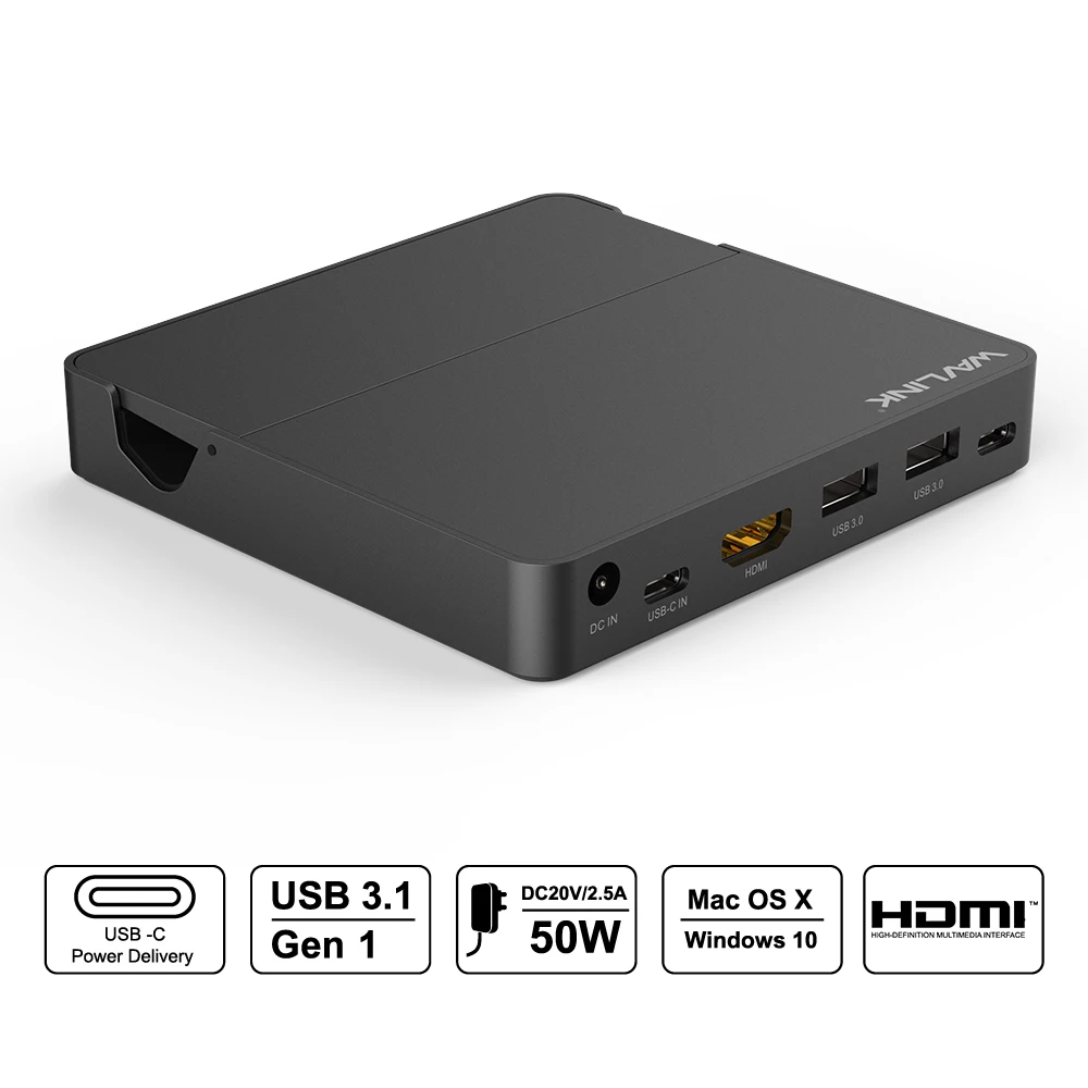 Wavlink Алюминиевый USB 3 0 мини док станция 1 Gen 2 Type C дисплей 50 Вт с доставкой питания 4K @