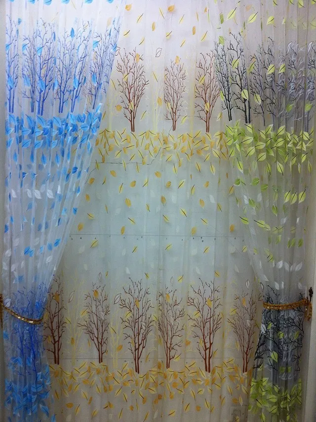 

30M Hot Sale Vogue Floral Voile Door Window Tulle Curtain fabric Scarf Drape Panel Sheer Valances plaid hotel material