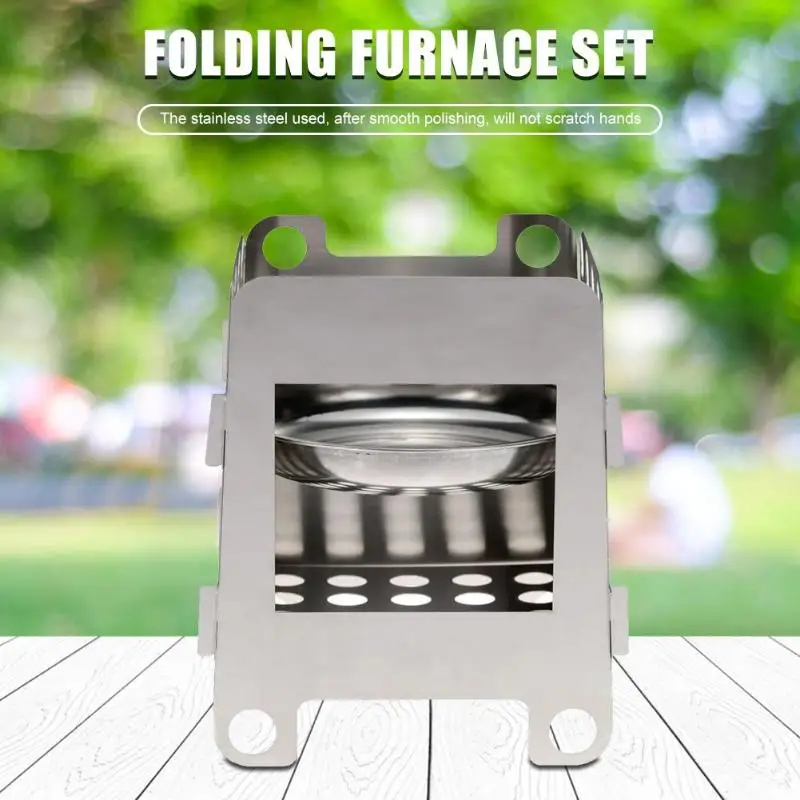 Outdoor Camping Stainless Steel Folding Wood Stove Portable Picnic ( | Спорт и развлечения