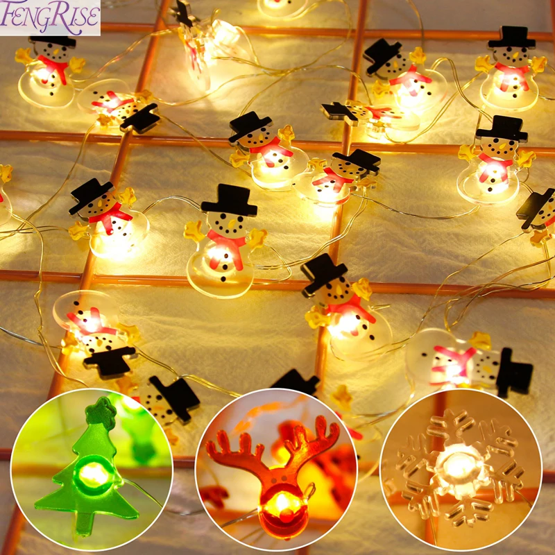 

FENGRISE Snowman Elk Garland Mini Light String Merry Christmas Decor For Home 2019 Christmas Ornaments Christmas Decor New Year
