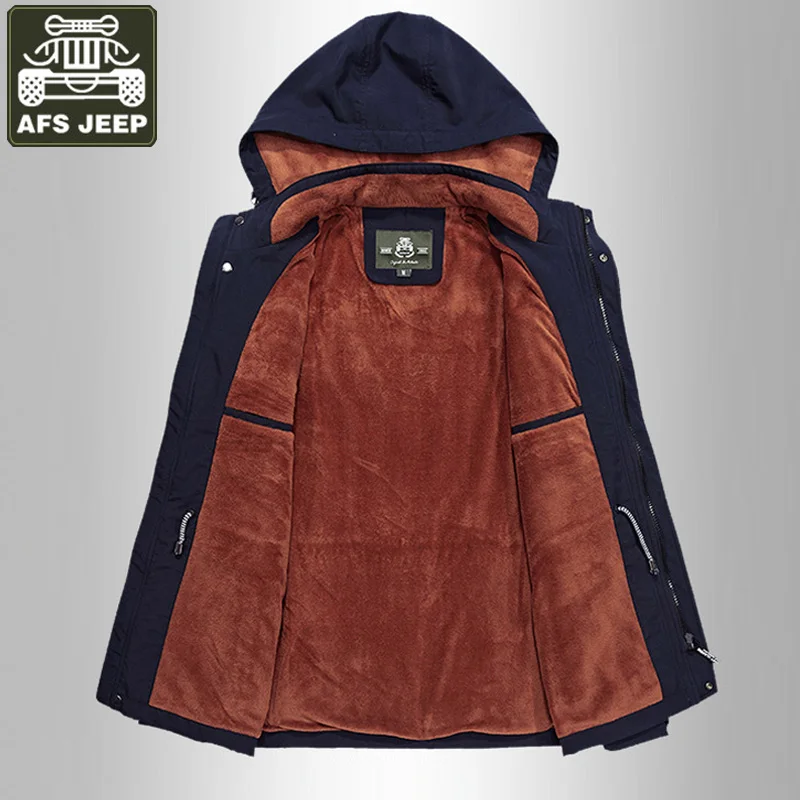 AFS JEEP бренд новая зимняя куртка мужская флисовая куртка для мужчин армейская военная куртка Мужская Плюс Размер M-4XL с капюшоном Veste Homme