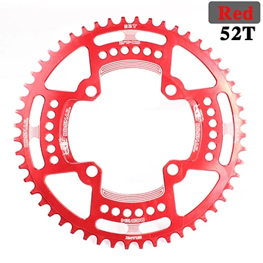 52T Red Шатунный палец для 104BCD узкая широкая цепь из колец цепь Звездочка 40 т/42/44 T/50/52 T передняя Звездочка велосипеда круг диаметра окружности болтов(один круглый Форма пластины - Цвет: 52T Red