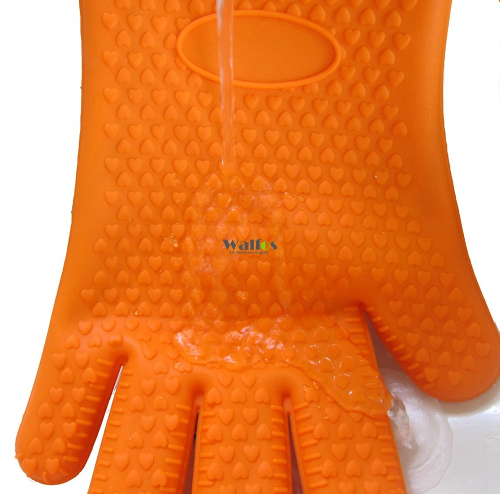 WALFOS супер толстые термостойкие силиконовые перчатки из двух частей с хлопком для