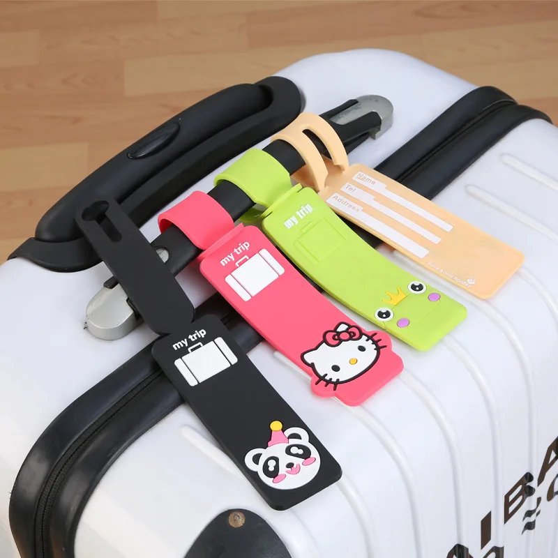 

100PCS Fashion New Travel Accessories Cute Cartoon Silicone Luggage Tag Suitcase Backpack Airplane Plane