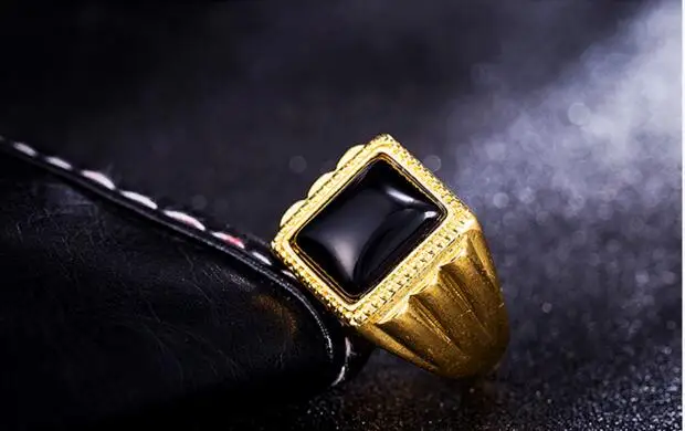 Ретро Мужские кольца wsdding красный/синий/черный камень античный 24K Дубай золото