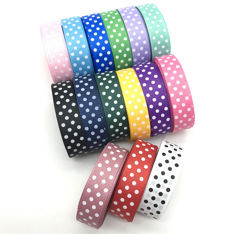 Ленточка грейн с полосками для волос и украшений на Рождество и свадьбу, печать в горошек, 5 ярдов, 5/8 (15 мм), DIY упаковка подарков.