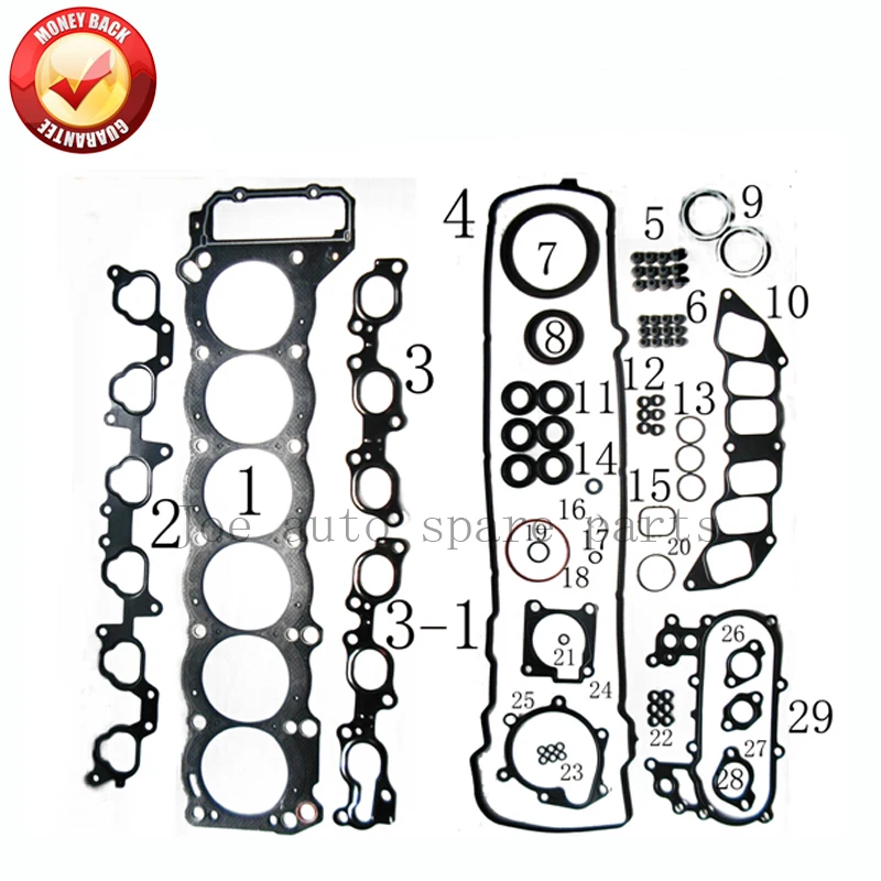 1FZFE 1FZ-FE полный комплект прокладок двигателя для Toyota Land Cruiser 24V 4477cc 4.5L 1998-2005 CK9358 54071900