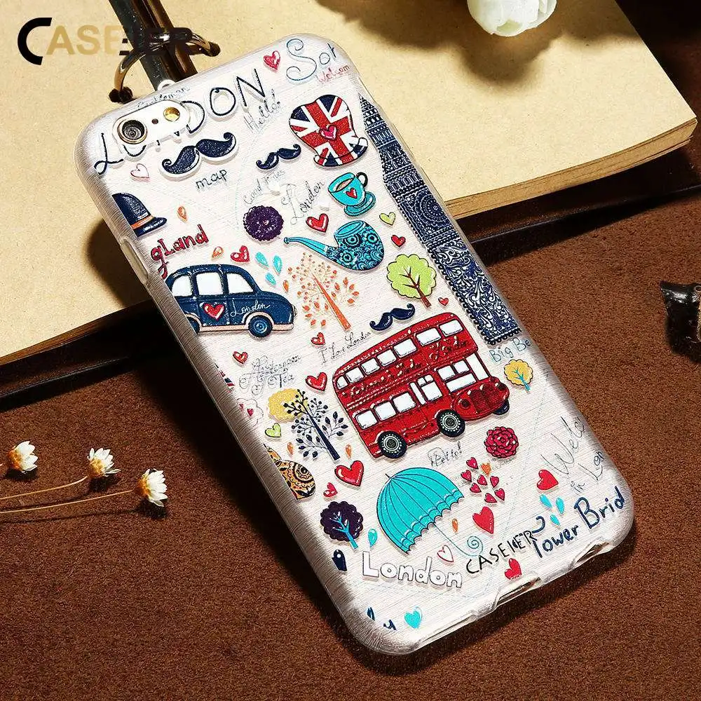 New Caseier Прохладный 3D тиснением силиконовые Чехол для iPhone X 5 5S SE 6 6s 7 8 Plus принт