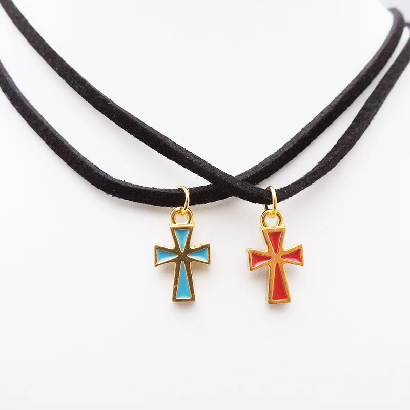 2019 new Enamel tassel Necklace For Women Lover's Gold And Silver Color Chain Cross Small Religious Jewelry | Украшения и