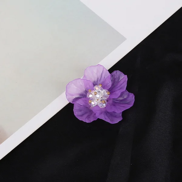 Purple Диаметр 4 см, разноцветные акриловые стразы в виде цветка пиона, хрустальные Кабошоны, ювелирные аксессуары для украшения своими руками - Цвет: Purple