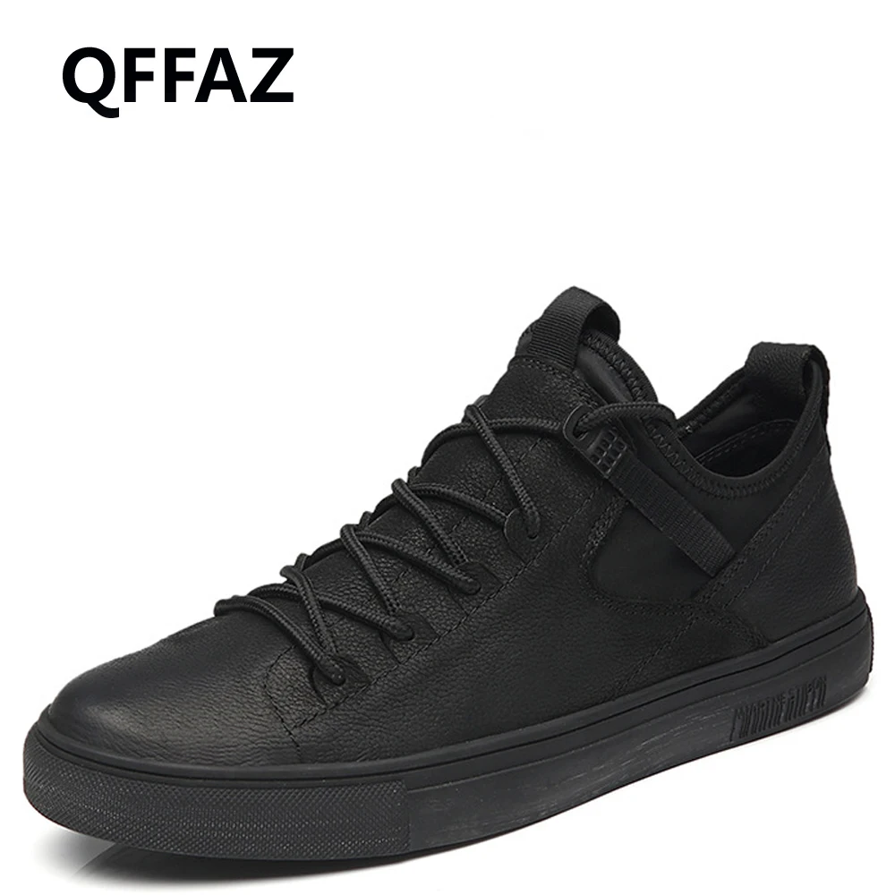 QFFAZ shoes men genuine leather Men Casual Shoes Fashion Driving lace up winter casual for Big Size 38-46 | Обувь