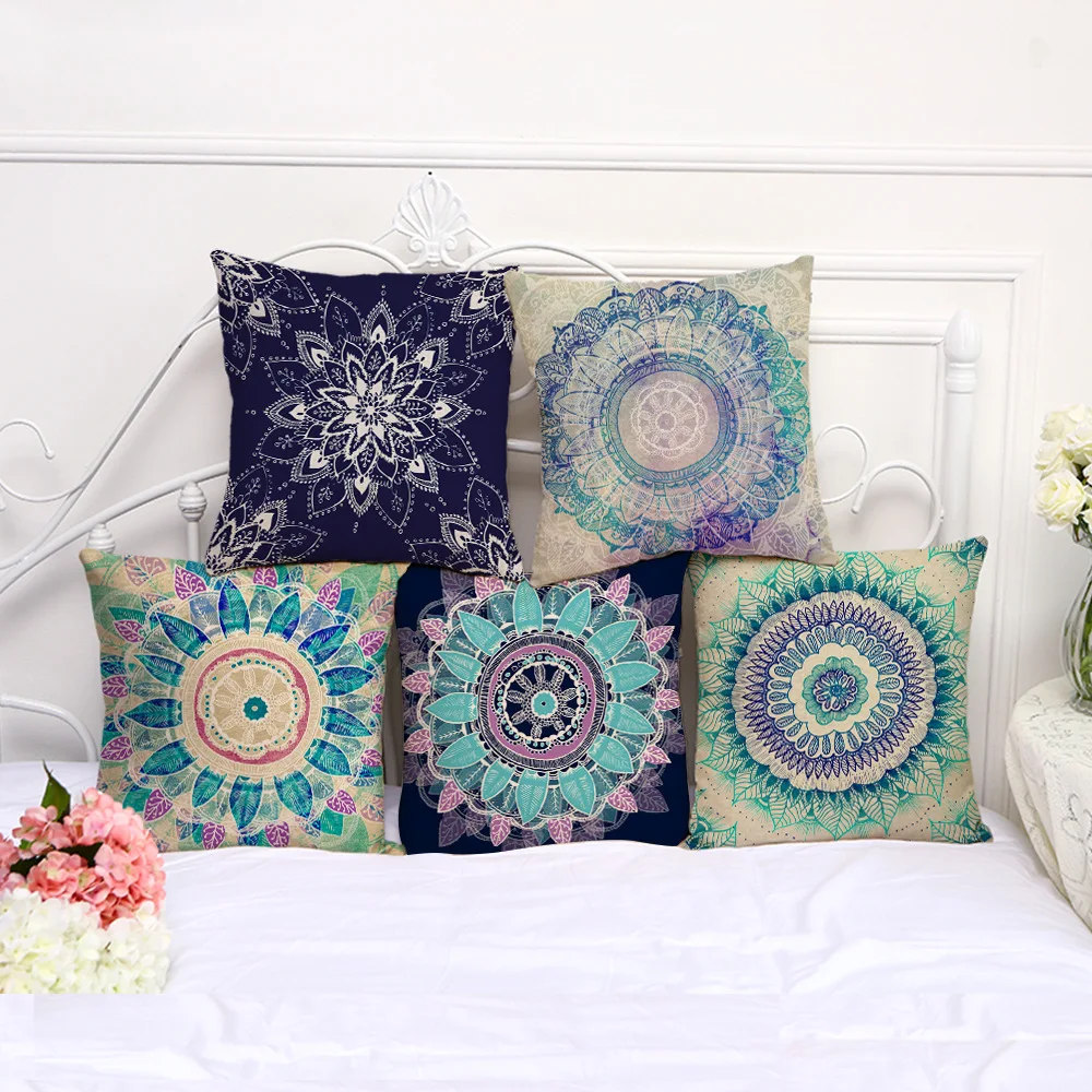 

Decorative Pillow Case Geometric Flower New Design Pillowcase 17.5 Inch Cotton Linen Chair Seat Throw Pillow Cover P1061