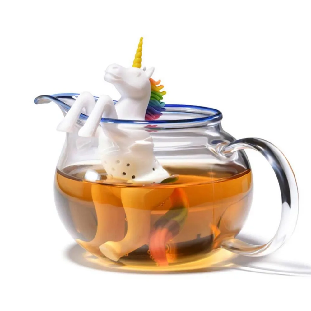 Творческая пища-сорт силикона Единорог Чай Infuser Фильтр многоразовые свободные чай мешок лист травяной сито для приправ диффузор