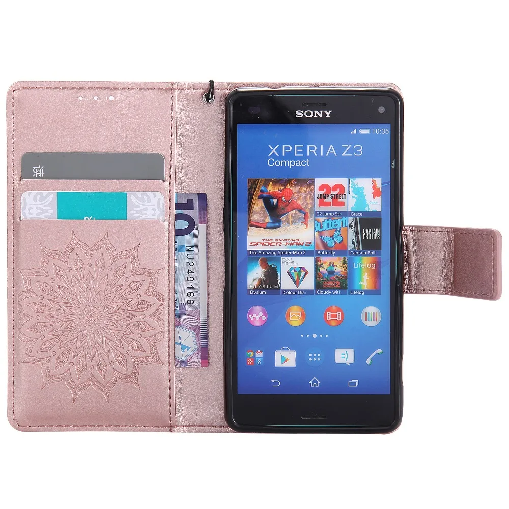 Flip Case for funda Sony Xperia eXperia Z3 Compact mini M55W D5803 D5833 Wallet Cover +Card Holder | Мобильные телефоны и