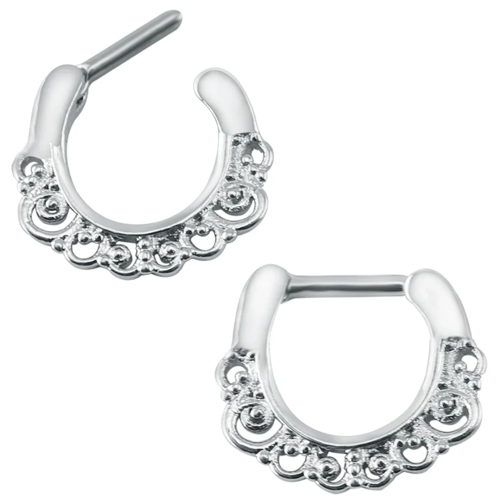 

14G Unique Design Nose Hoop Ring With Vines Pattern 316L Surgical Steel Charm Nose Tragus Ring Women Septum Piercing Jewelry
