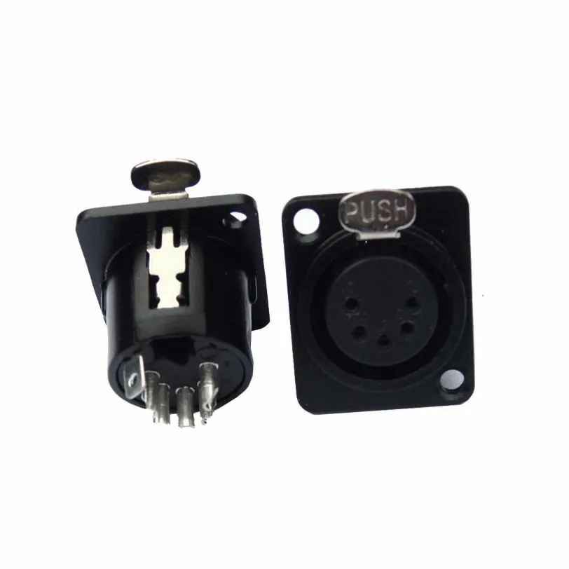 Штекерный разъем XLR 100 шт./лот, Женский 5-контактный разъем шасси XLR, гнездовой разъем для монтажа на шасси, панельный разъем для гарнитуры DMX intercom