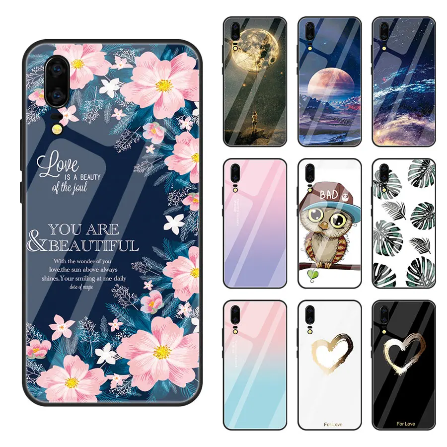 

IQD Tempered glass Shell TPU Case For Huawei Mate P20 P30 Pro Mate 20 10 Lite Mate 20 Pro Phone Hard Back Case Protective Cover