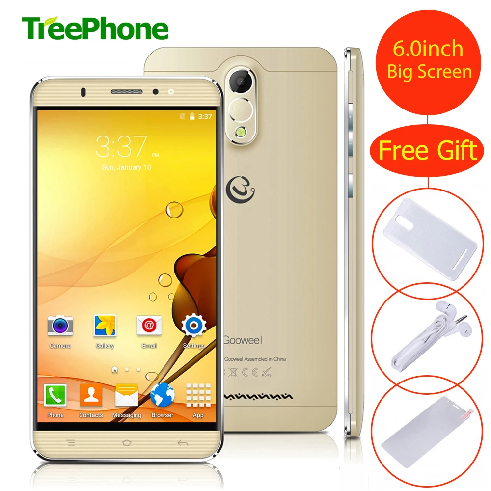 6 0 дюймовый экран QHD IPS Gooweel M3 смартфон mt6580 четыре ядра мобильного телефона 1 ГБ