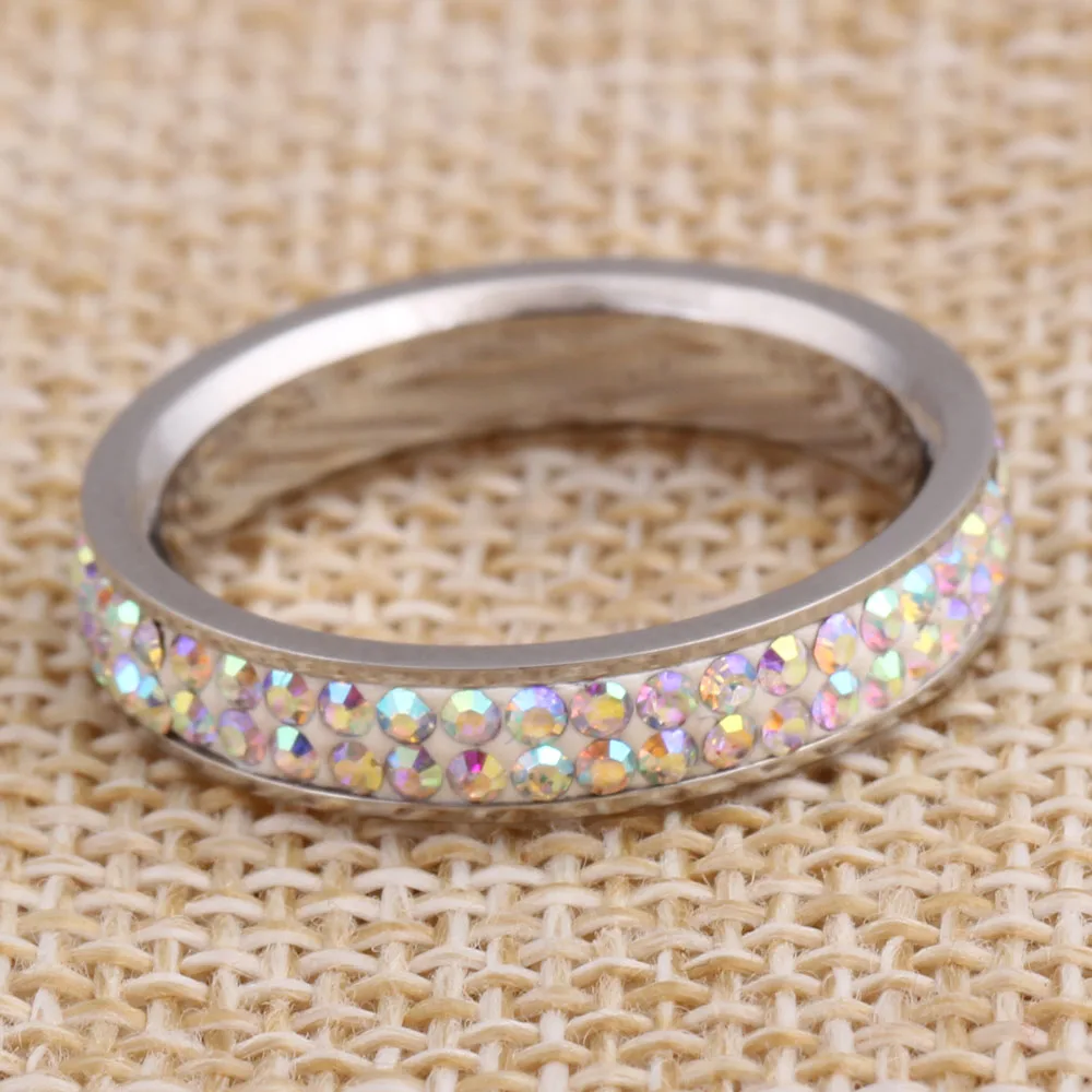 Кольцо из нержавеющей стали с двойными прозрачными линиями 6/7/8/9 #|jewelry ring organizer|ring