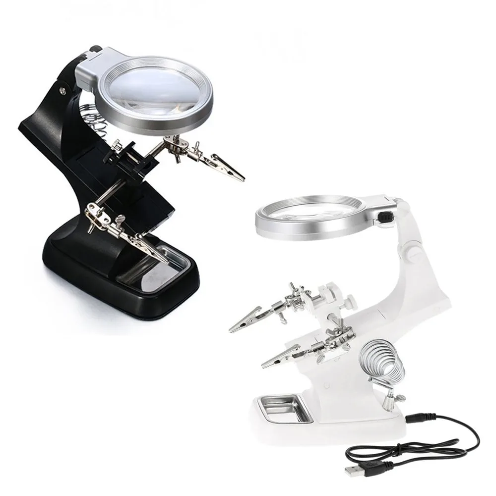Magnifying Glass 3X 4.5X Desk Lens Clamp Stand 360 Degrees Rotation LED Maintenance Lamp Light Magnifier | Инструменты