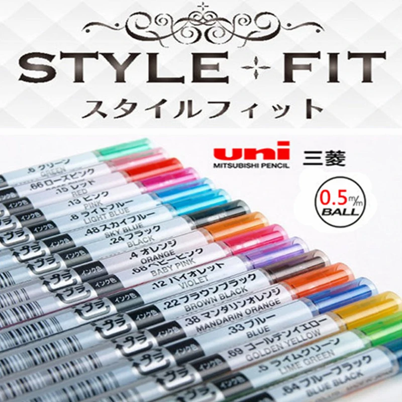 8pcs Uni Style Fit Gel Multi Pen Refill - 0.5 mm-16 Colors 8pcs/lot Black/Blue/Gold/Pink Writing Supplies UMR-109-05
