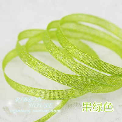 fruit-green 22 м/лот) 1/4 ''(6 мм) коралловый розовый кристалл яркая атласная лента красочные Рождество подарок на день рождения посылка ленты ремесло diy - Цвет: fruit-green