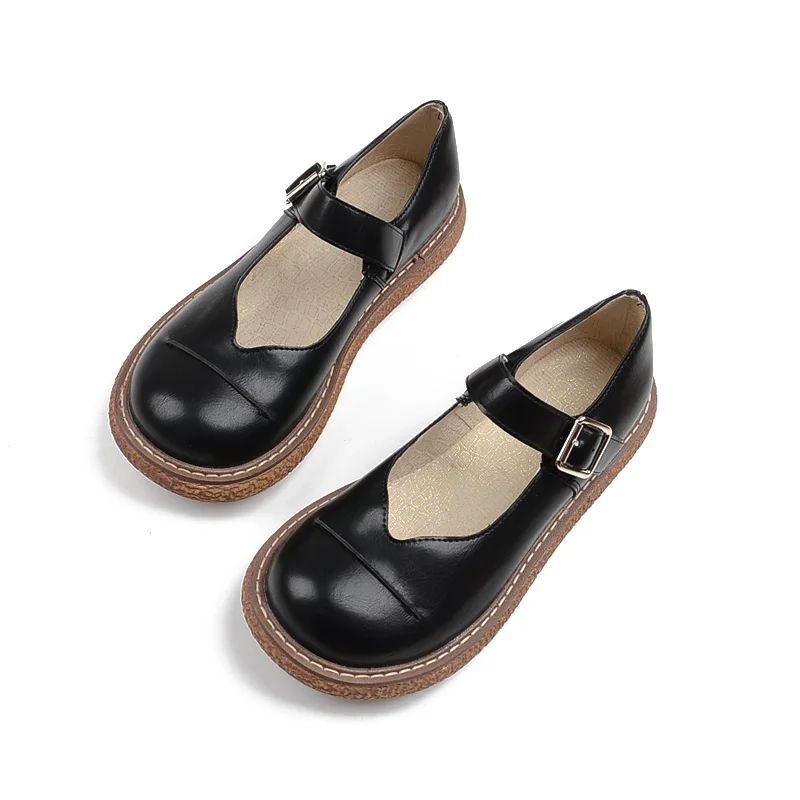 

Japanese Harajuku style small leather shoes mori literary retro flat single shoes wild shallow mouth thick-soled women's shoes