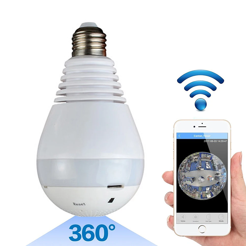 JCWHCAM 960P IP камера лампа светильник рыбий глаз умный дом CCTV 3D 360 градусов VR домашняя
