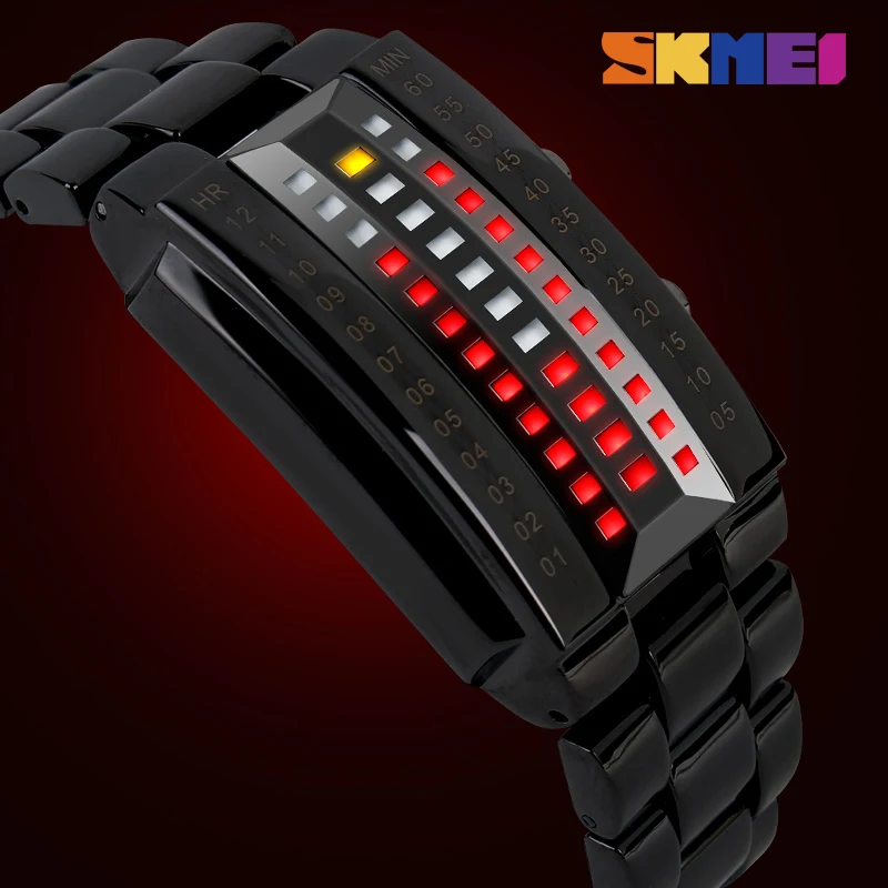 

SKMEI Couple Sport Digital Watch Unique Design Stainless Steel Lovers LED Electronic Wristwatch Men Women Fashion Waterproof
