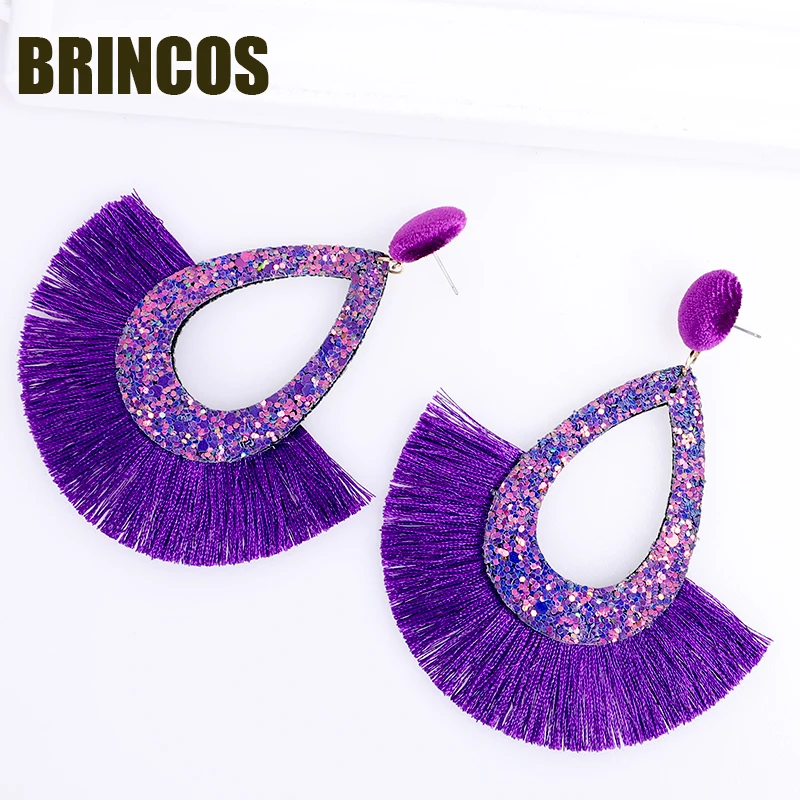 Earrings for women Neon green Tassel boho gold korean indian jewelry statement drop handmade oversize bohemia aliexpress