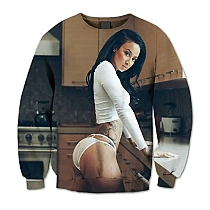 Пикантные Женские Толстовка красота принт 3D модная одежда Crewneck пуловер Одежда