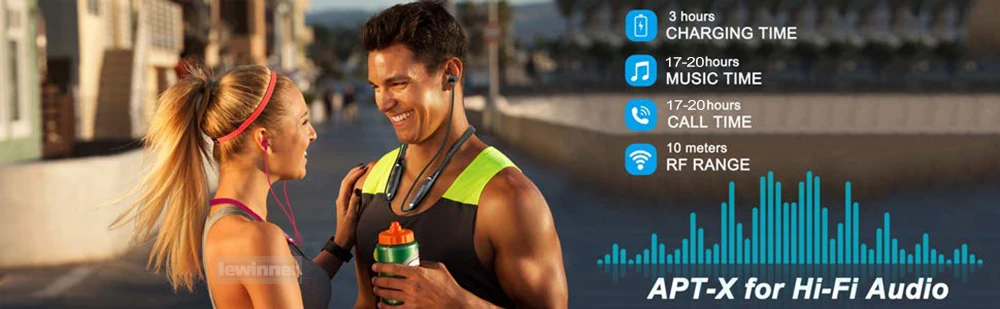 Lewinner W1 шейные Bluetooth наушники с микрофоном IPX5 водонепроницаемые спортивные беспроводные наушники Bluetooth для телефона iPhone xiaomi