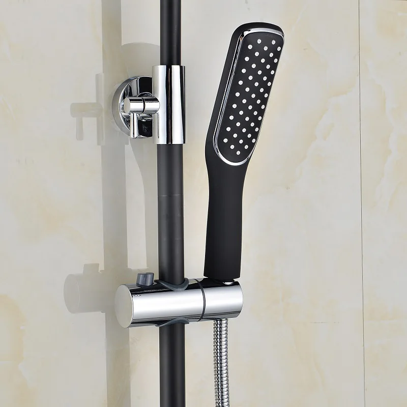 New high quality brass material chrome and black bathroom shower faucet set rainfall bath | Обустройство дома