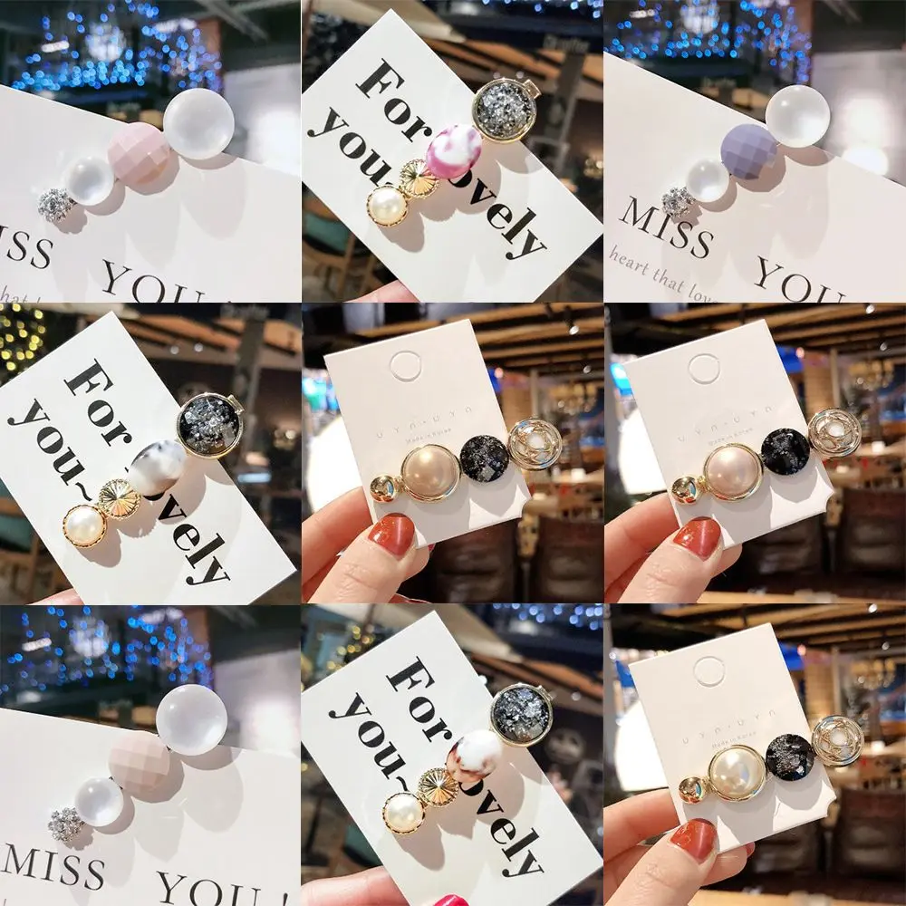 Заколки для волос с имитацией жемчуга в Корейском стиле геометрические зажимы