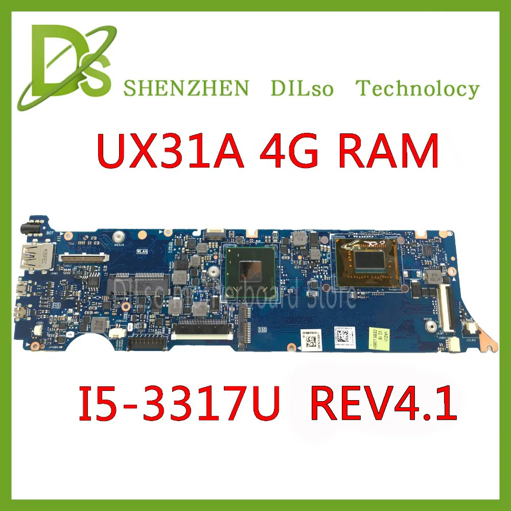 

KEFU UX31A For ASUS UX31A UX31A2 Laptop Motherboard UX31A i5-3317U CPU 4G RAM rev4.1 UX31A Mainboard Test