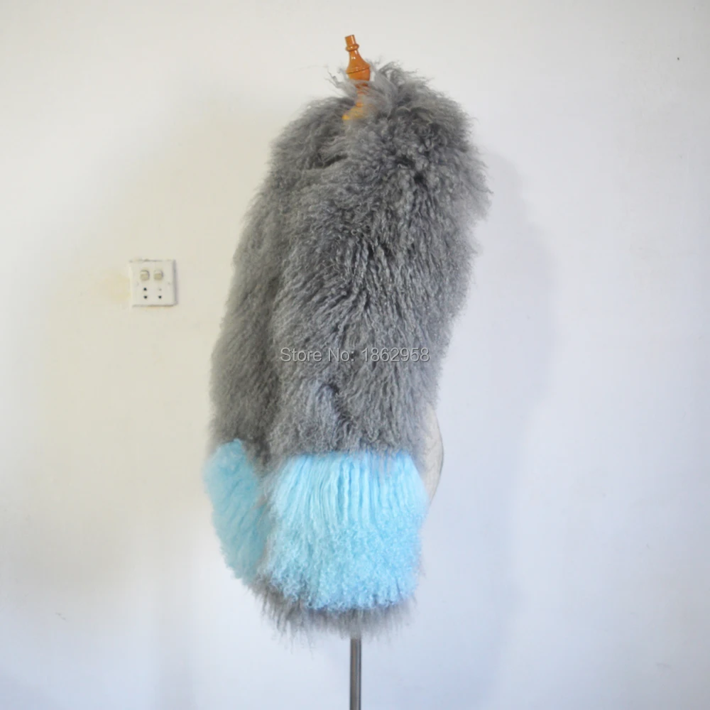 170cm*14CM SJ765 Newest Fashion Mongolia Sheep Scarf with Pockets 2019 Cool Packets Long Fur |